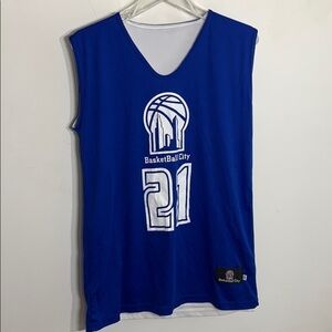 Official Basketball city 21 men’s reversible mesh jersey cutoff tank jersey blue